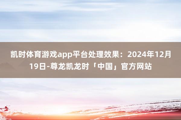 凯时体育游戏app平台处理效果:2024年12月19日-尊龙凯龙时「中国」官方网站