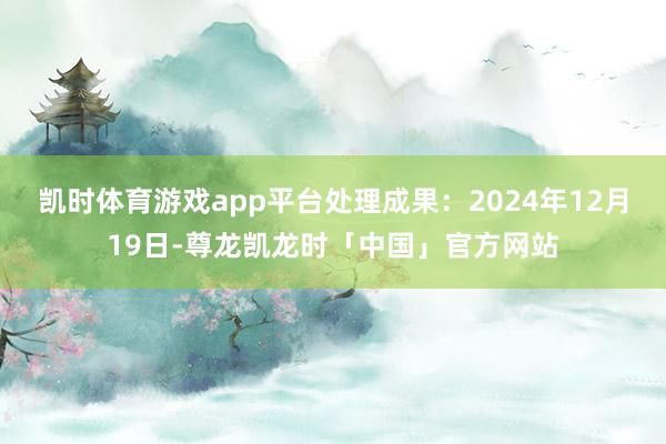凯时体育游戏app平台处理成果：2024年12月19日-尊龙凯龙时「中国」官方网站