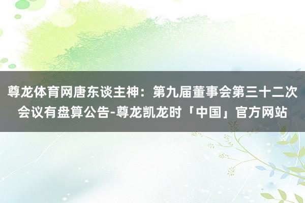 尊龙体育网唐东谈主神:第九届董事会第三十二次会议有盘算公告-尊龙凯龙时「中国」官方网站