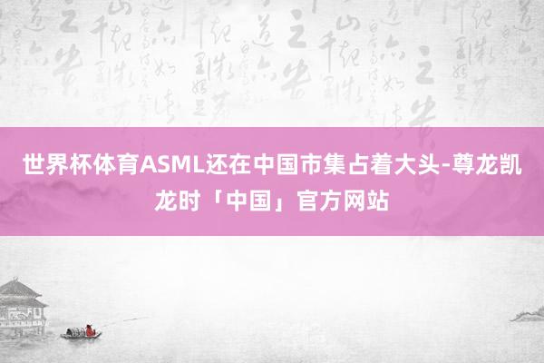 世界杯体育ASML还在中国市集占着大头-尊龙凯龙时「中国」官方网站