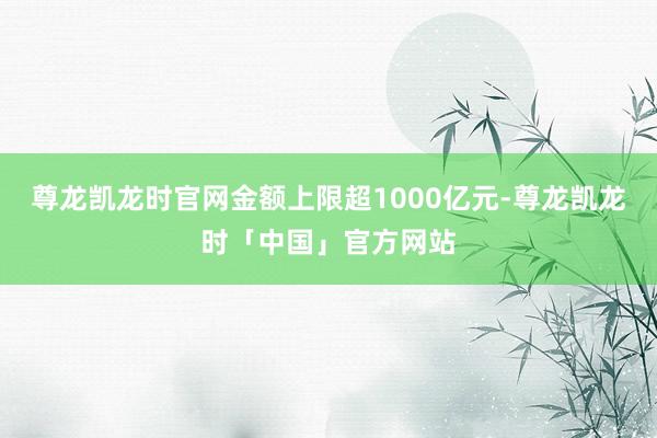 尊龙凯龙时官网金额上限超1000亿元-尊龙凯龙时「中国」官方网站