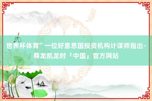 世界杯体育”一位好意思国投资机构计谋师指出-尊龙凯龙时「中国」官方网站