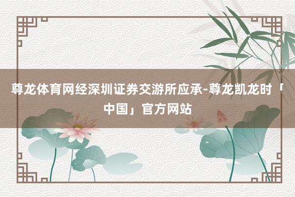 尊龙体育网经深圳证券交游所应承-尊龙凯龙时「中国」官方网站