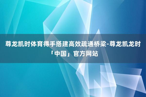 尊龙凯时体育得手搭建高效疏通桥梁-尊龙凯龙时「中国」官方网站