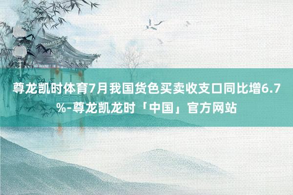 尊龙凯时体育7月我国货色买卖收支口同比增6.7%-尊龙凯龙时「中国」官方网站
