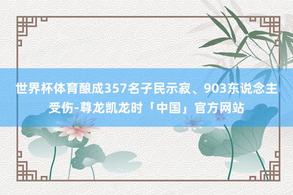 世界杯体育酿成357名子民示寂、903东说念主受伤-尊龙凯龙时「中国」官方网站