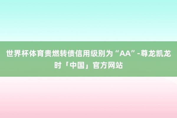 世界杯体育贵燃转债信用级别为“AA”-尊龙凯龙时「中国」官方网站