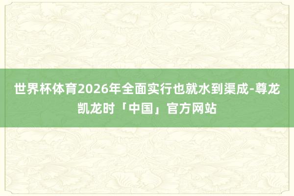 世界杯体育2026年全面实行也就水到渠成-尊龙凯龙时「中国」官方网站