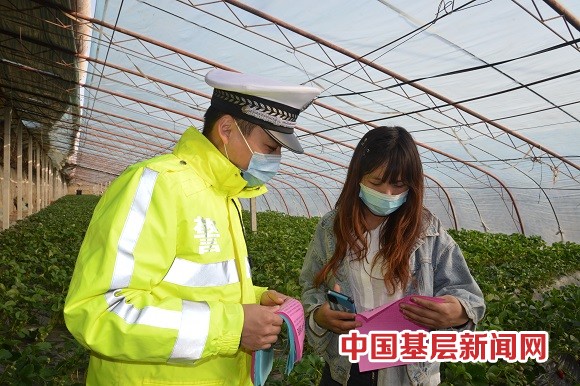 和硕交警进“大棚” 播撒交通“安全种”